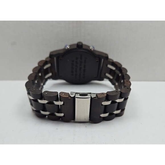 Unbranded Wooden Watch Quartz Chronograph Date Brown Dial New Battery 44 mm Mens - Picture 8 of 11
